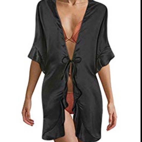 New-Victoria's Secret Silky Xmas Kimono Bath Robe - Picture 3 of 7